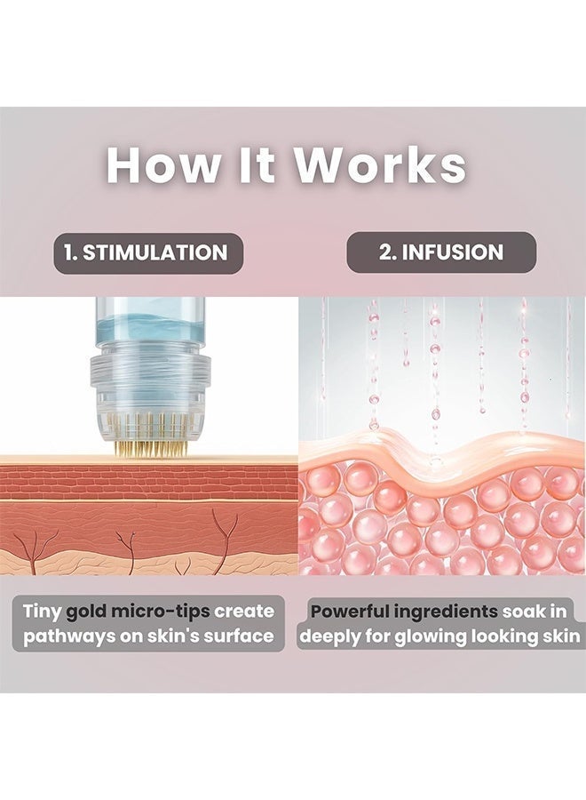 GLOV Microneedle Infusion Anti-Aging Solution, Micro Infusion System - 0.25mm 24k Gold Cosmetic Facial Stamp with Hyaluronic Acid & Peptide Serum Ampoules - At-Home Hydrating & Plumping Glow Kit for Face & Lips,6x5ml with 2 Microneedles - Image 3